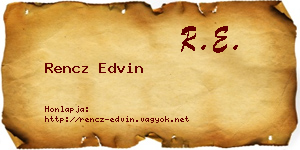 Rencz Edvin névjegykártya